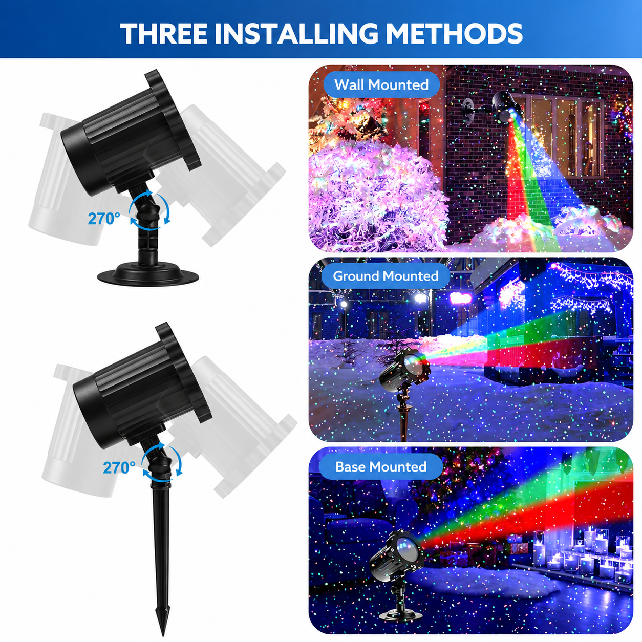 Outdoor RGB Laser Projector Lights with Starry Sky Firefly Effect