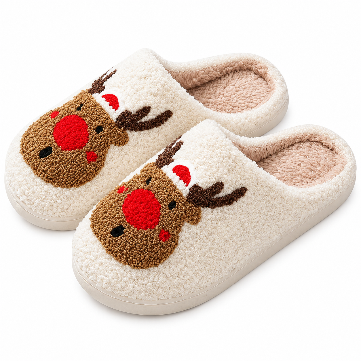 Christmas Plush Warm Slip On House Slippers for Women and Men