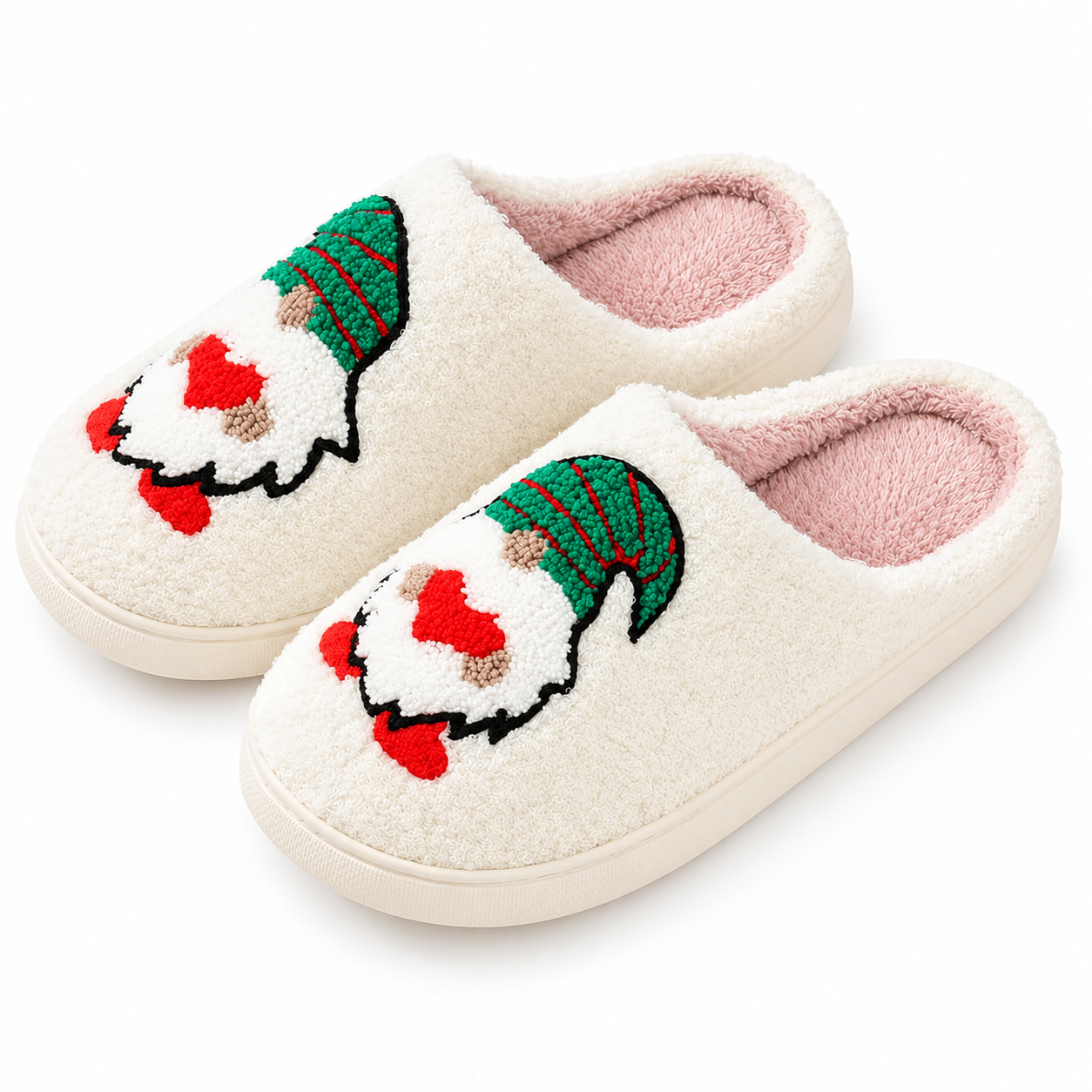 Christmas Plush Warm Slip On House Slippers for Women and Men