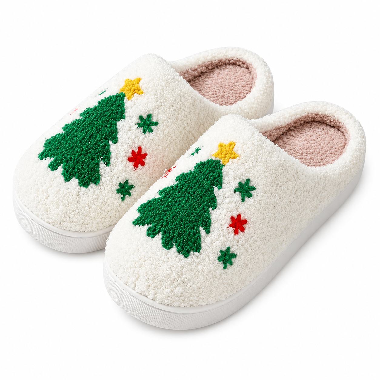 Christmas Plush Warm Slip On House Slippers for Women and Men