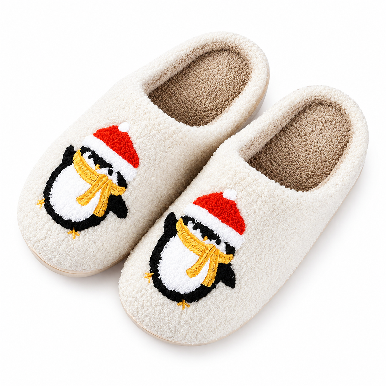 Christmas Plush Warm Slip On House Slippers for Women and Men