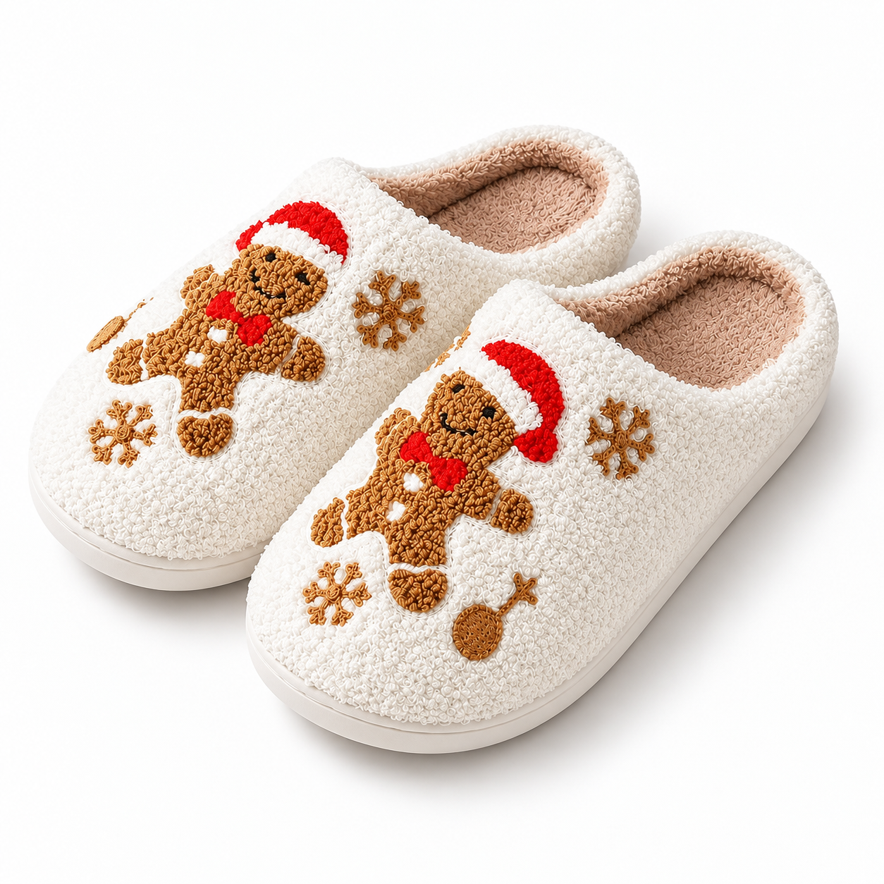 Christmas Plush Warm Slip On House Slippers for Women and Men