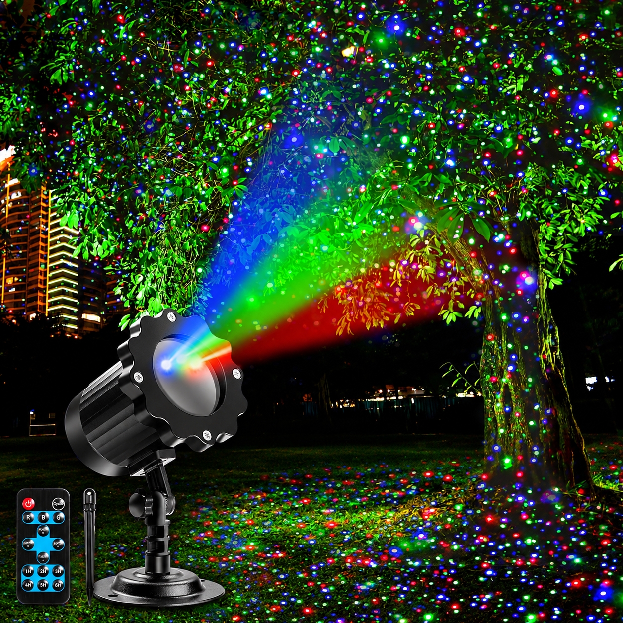 Outdoor RGB Laser Projector Lights with Starry Sky Firefly Effect