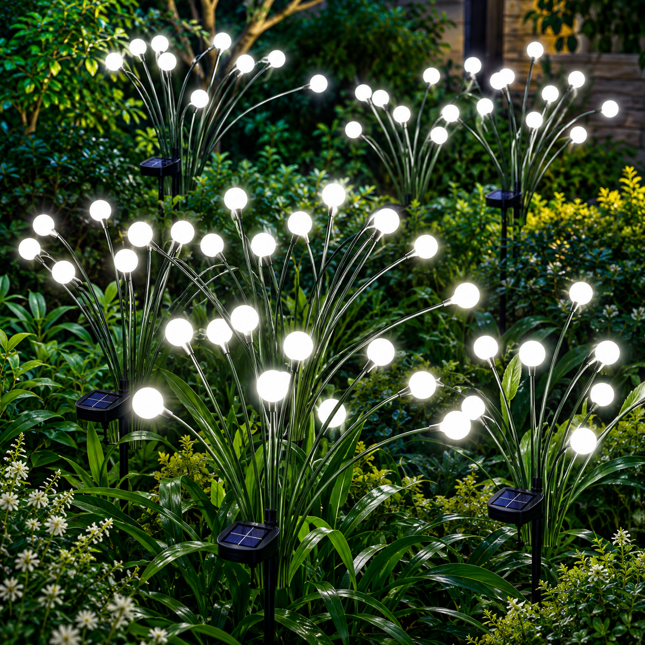 Pack of 6 Solar Firefly Garden Lights for Outdoor Decor