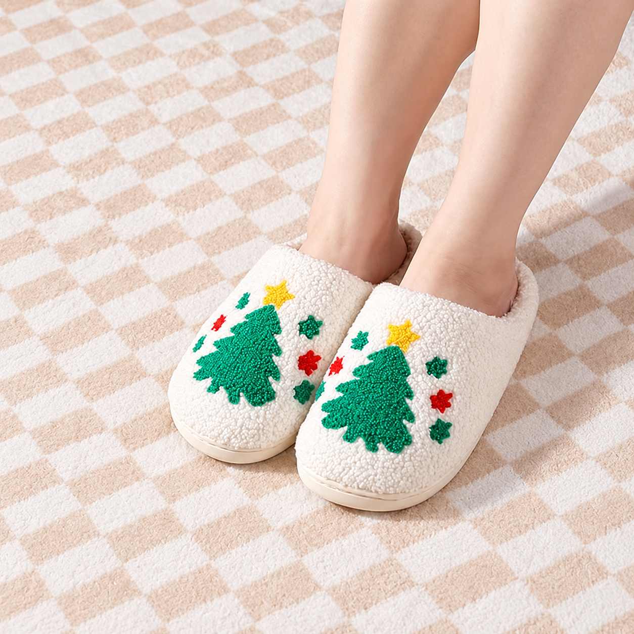 Christmas Plush Warm Winter House Slippers for Women and Men