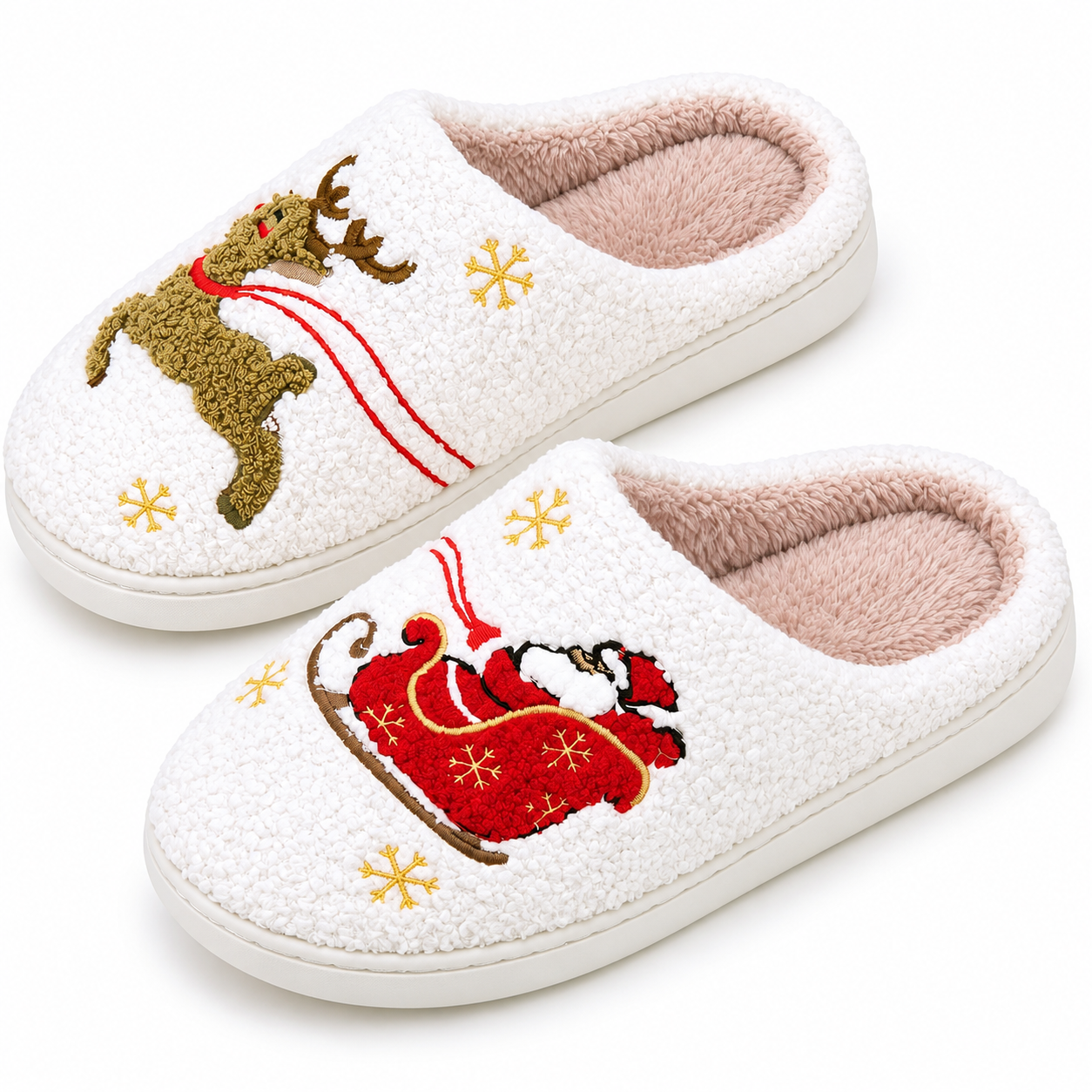 Christmas Fuzzy Winter House Slippers for Women and Men