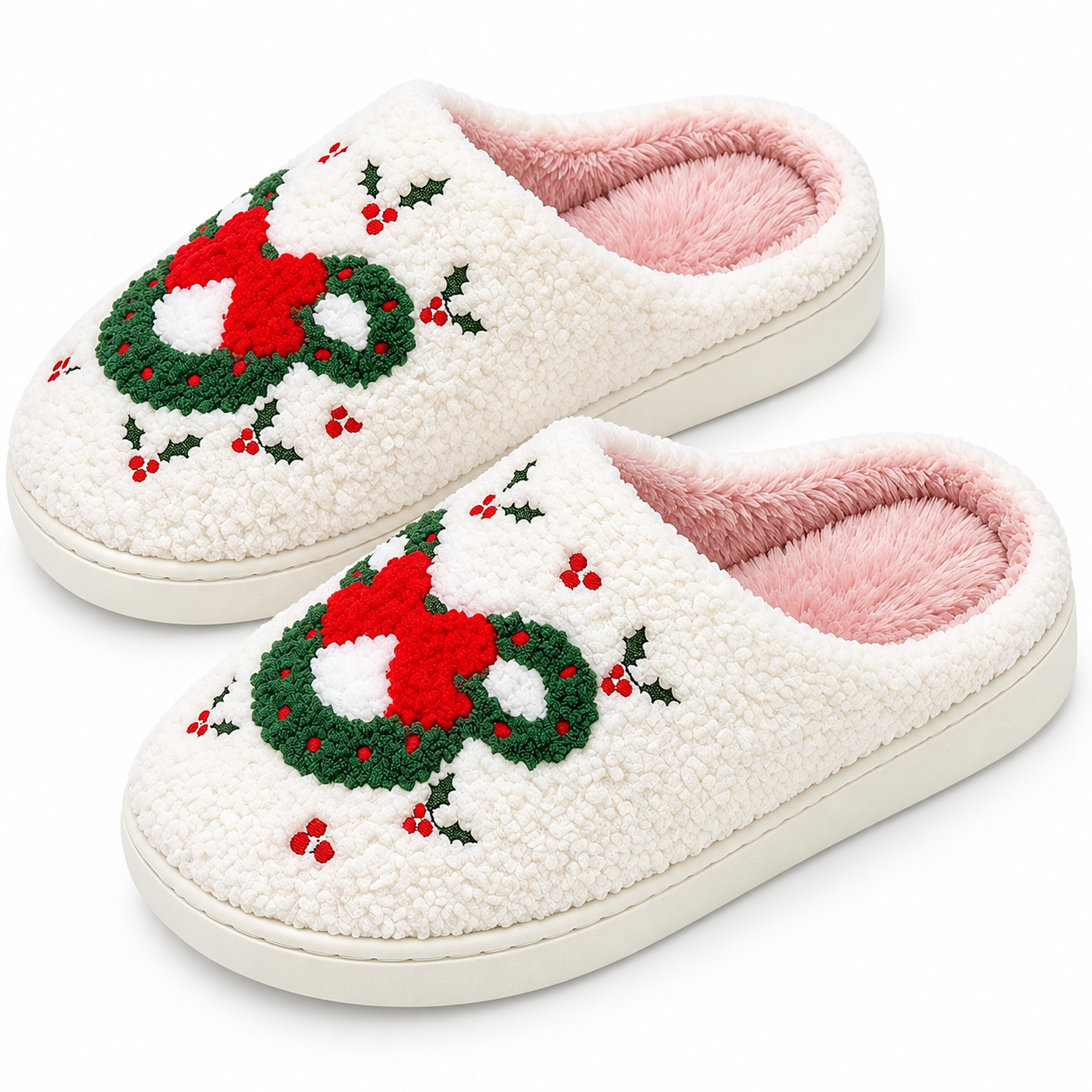 Christmas Fuzzy Winter House Slippers for Women and Men