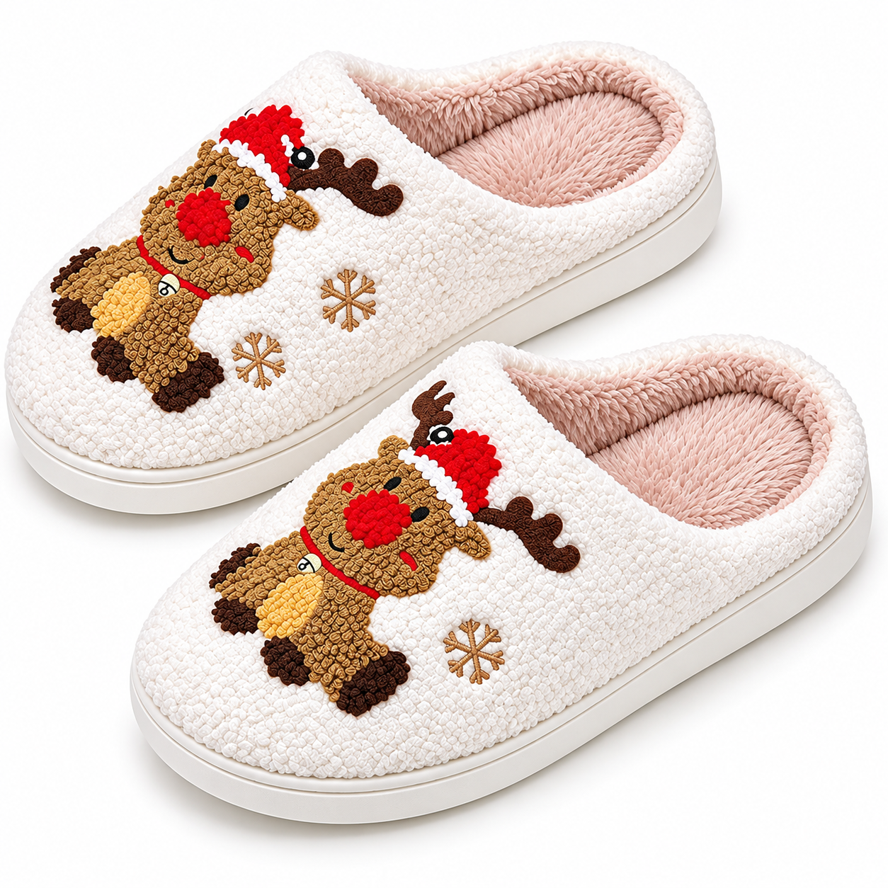 Christmas Fuzzy Winter House Slippers for Women and Men