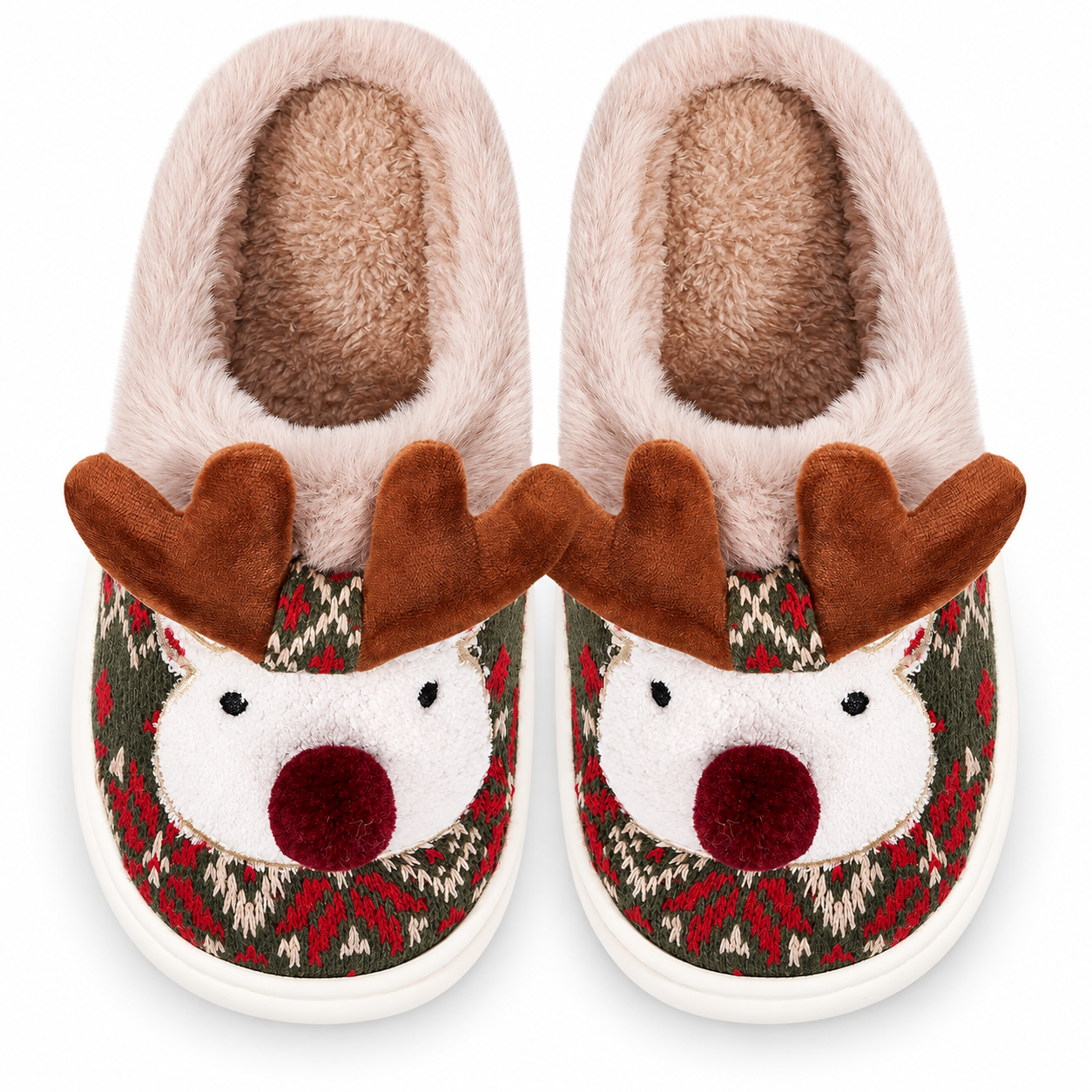 Christmas Fuzzy Winter House Slippers for Women and Men