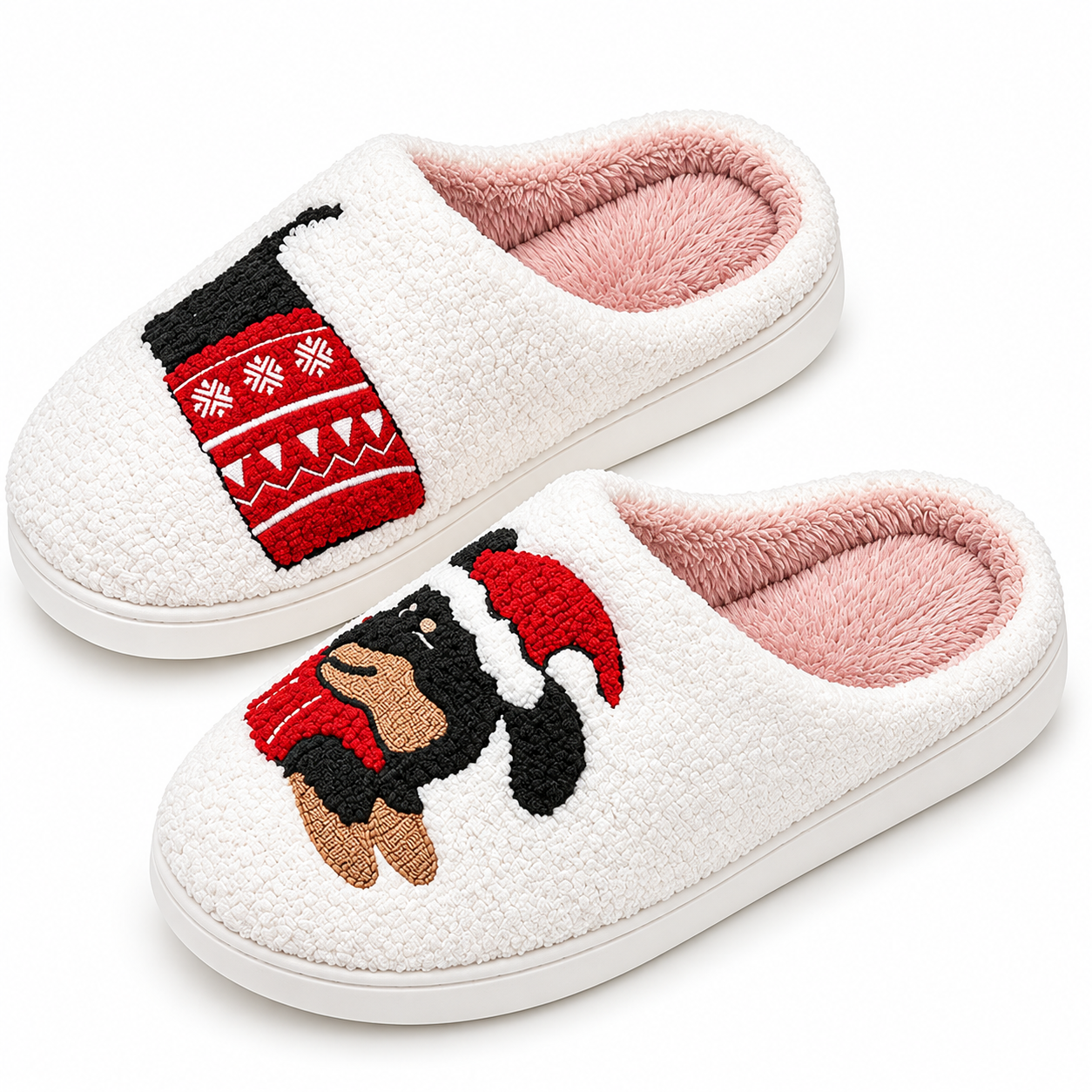 Christmas Fuzzy Winter House Slippers for Women and Men