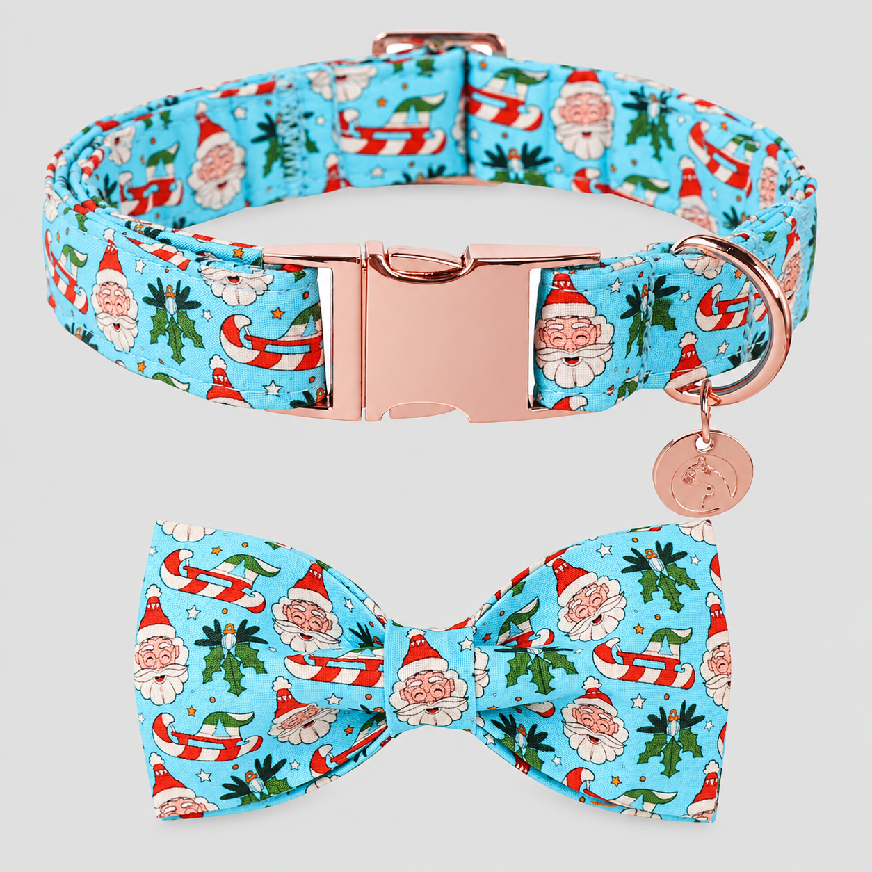 Christmas Themed Adjustable Dog Collar With Bowtie
