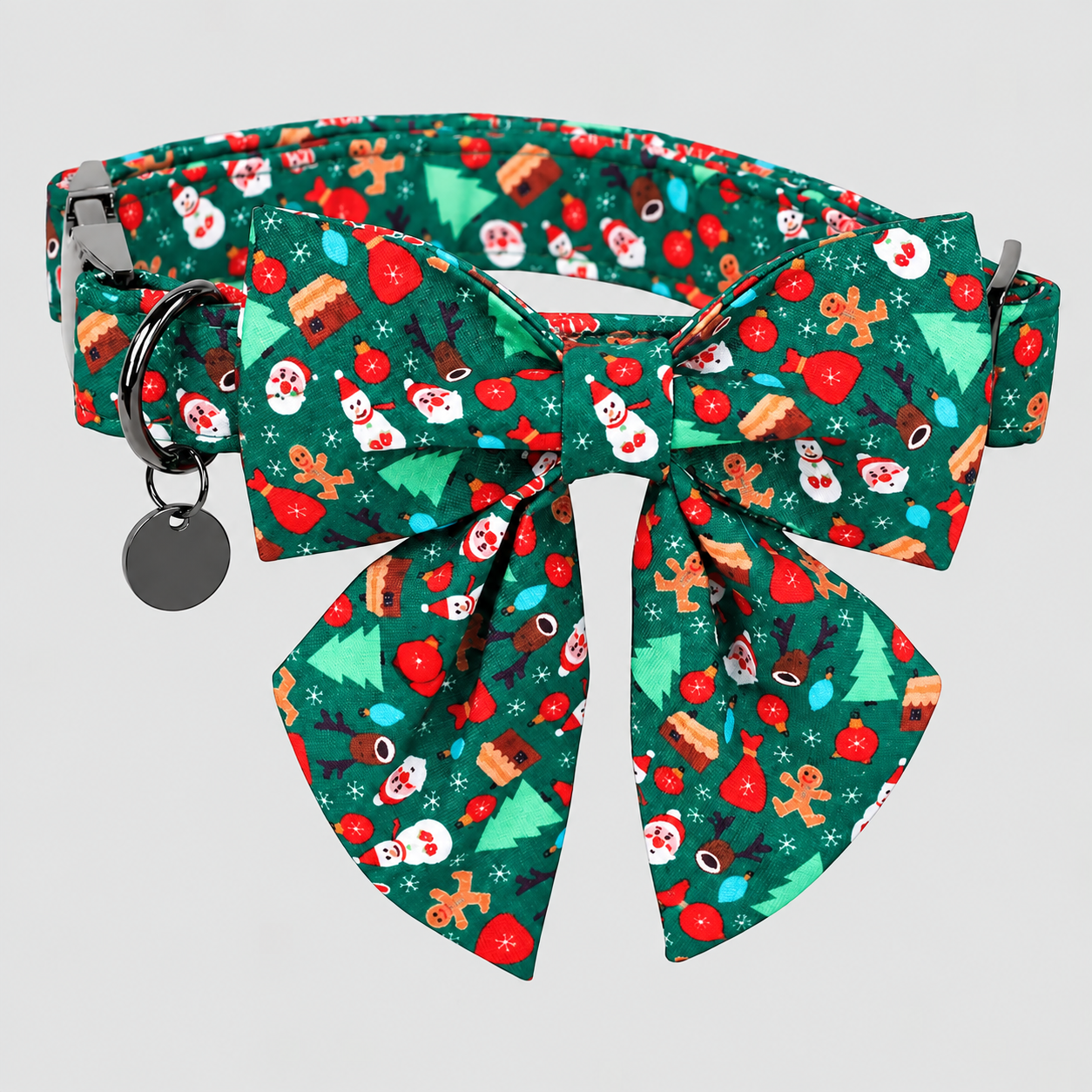 Christmas Themed Adjustable Dog Collar With Bowtie