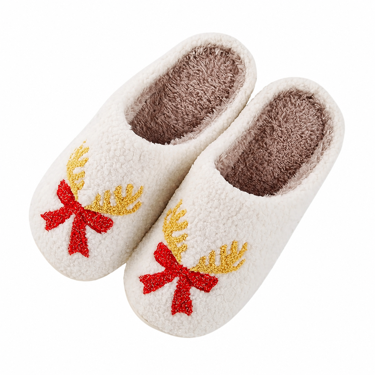 Christmas Fuzzy House Slippers Indoor Outdoor for Women and Men