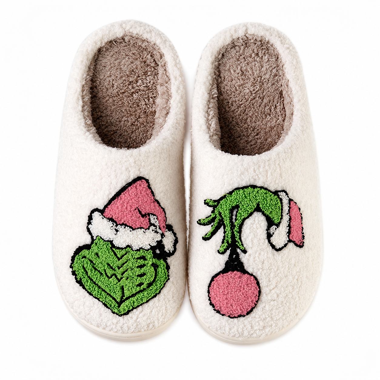Christmas Fuzzy House Slippers Indoor Outdoor for Women and Men