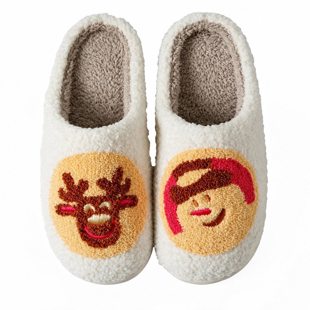 Christmas Fuzzy House Slippers Indoor Outdoor for Women and Men