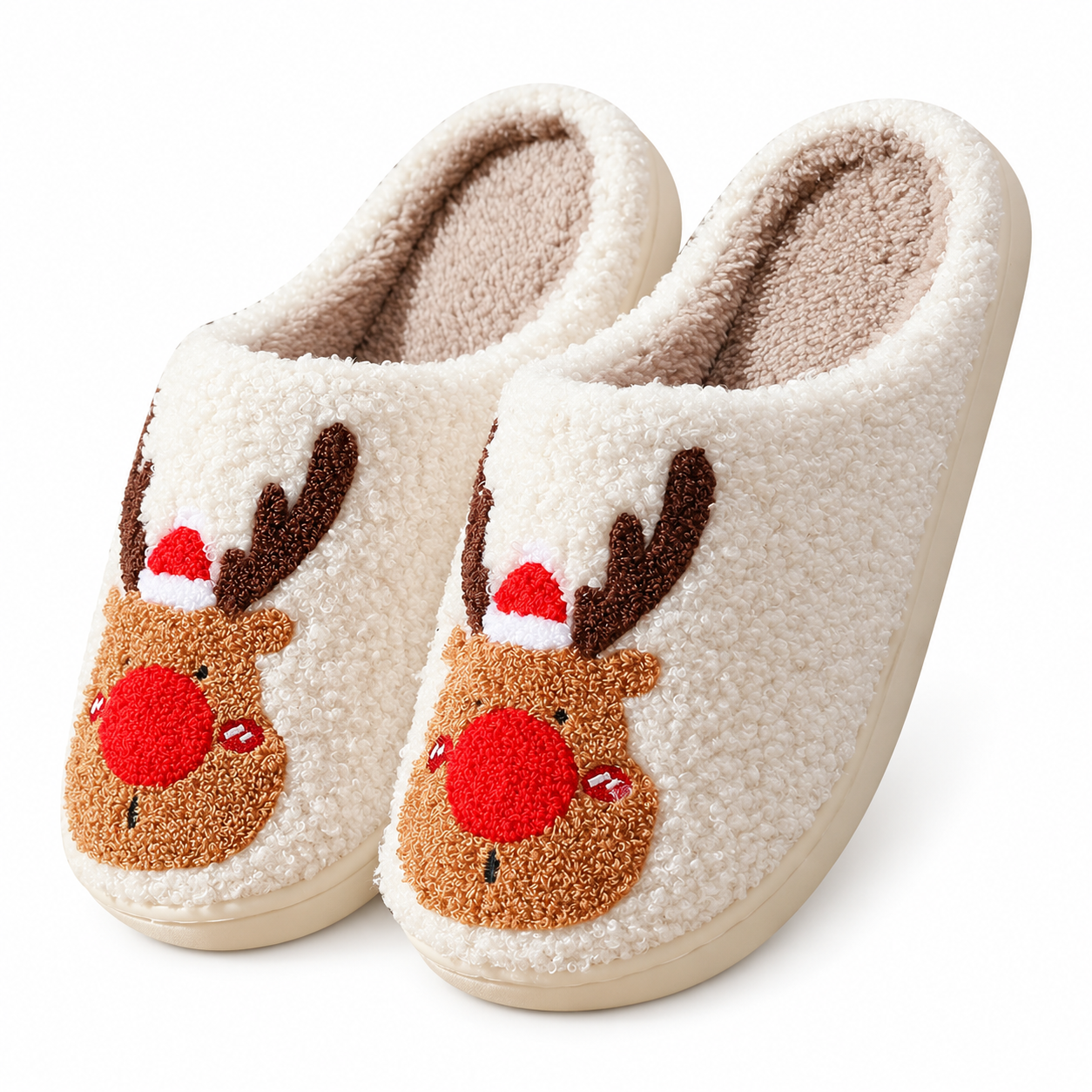 Christmas Fuzzy House Slippers Indoor Outdoor for Women and Men