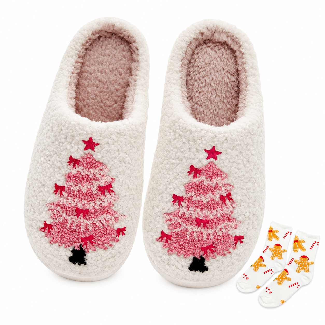 Christmas Plush House Indoor Outdoor Slippers for Women and Men