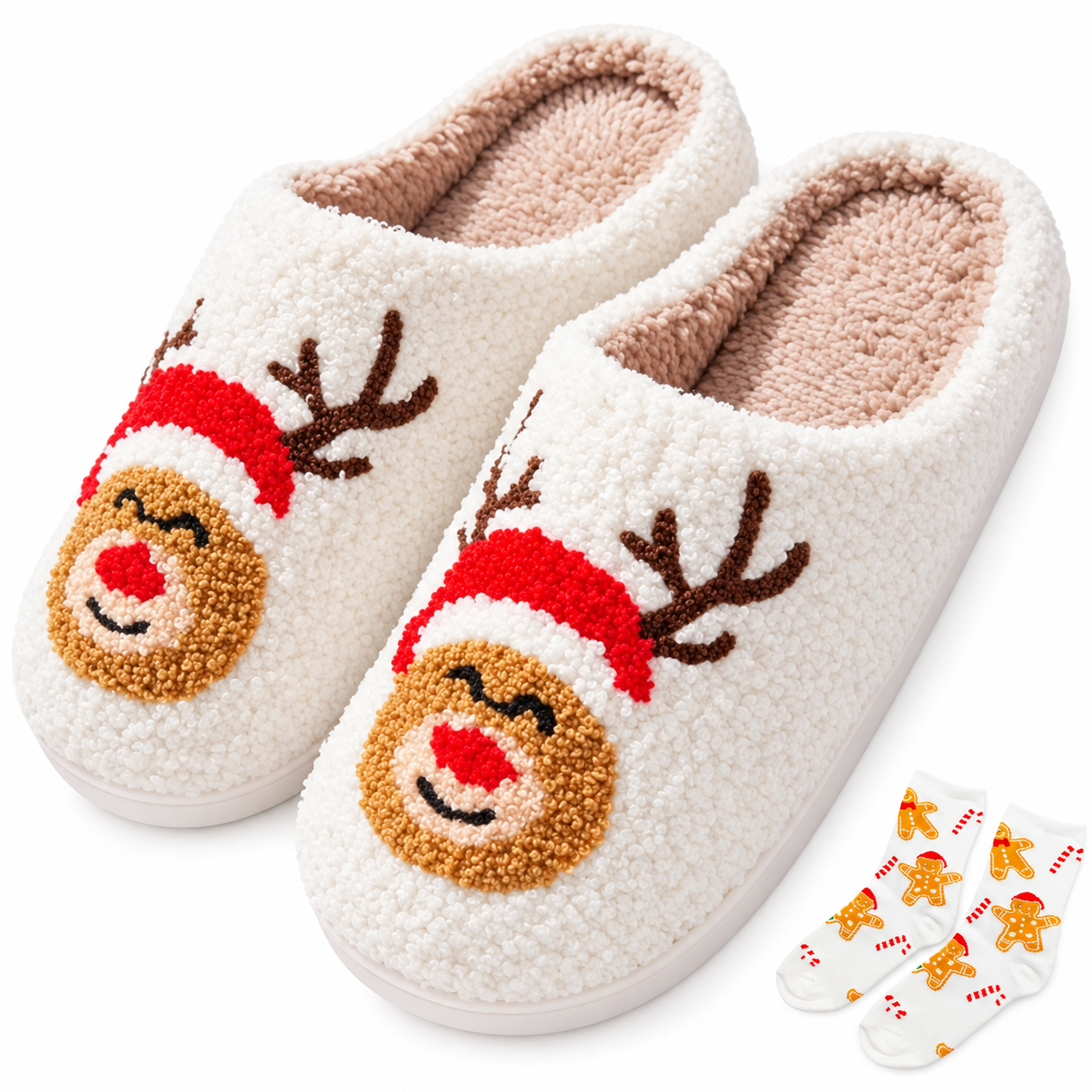 Christmas Plush House Indoor Outdoor Slippers for Women and Men