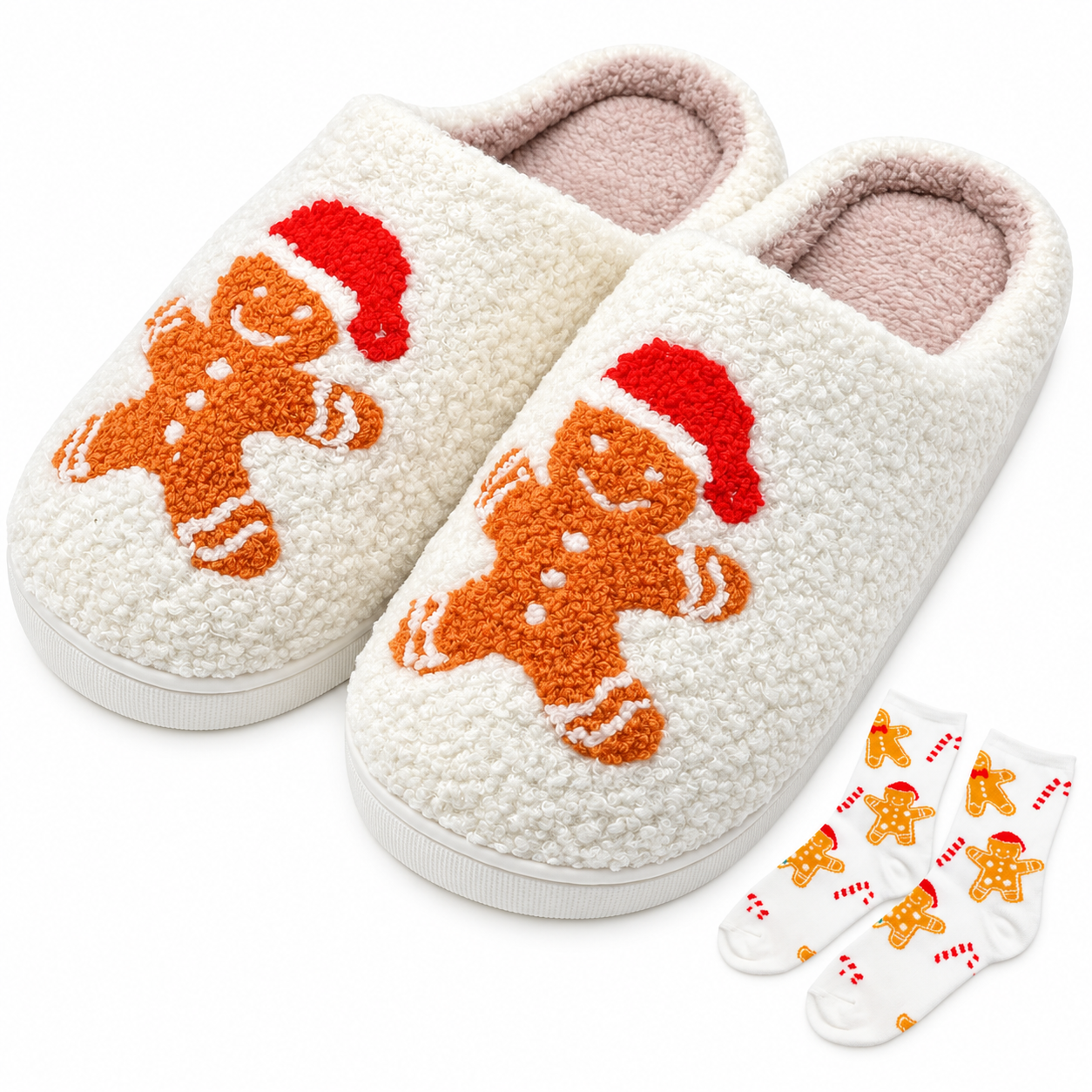 Christmas Plush House Indoor Outdoor Slippers for Women and Men