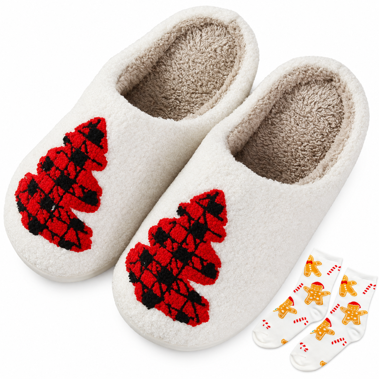 Christmas Plush House Indoor Outdoor Slippers for Women and Men