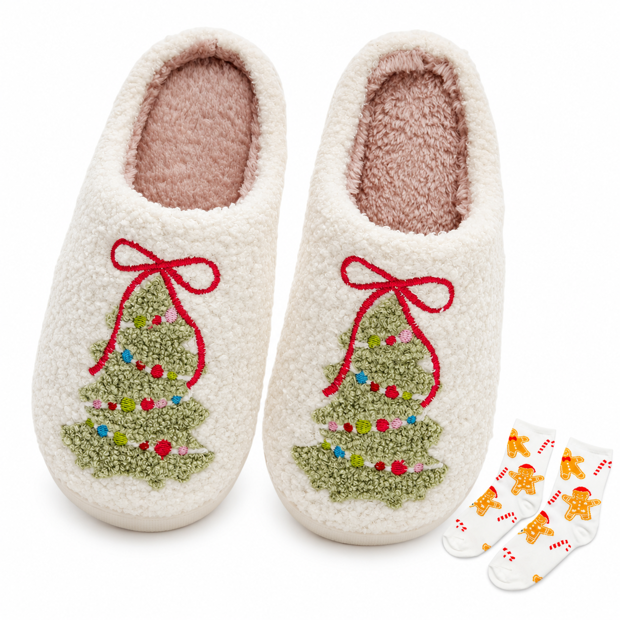 Christmas Plush House Indoor Outdoor Slippers for Women and Men