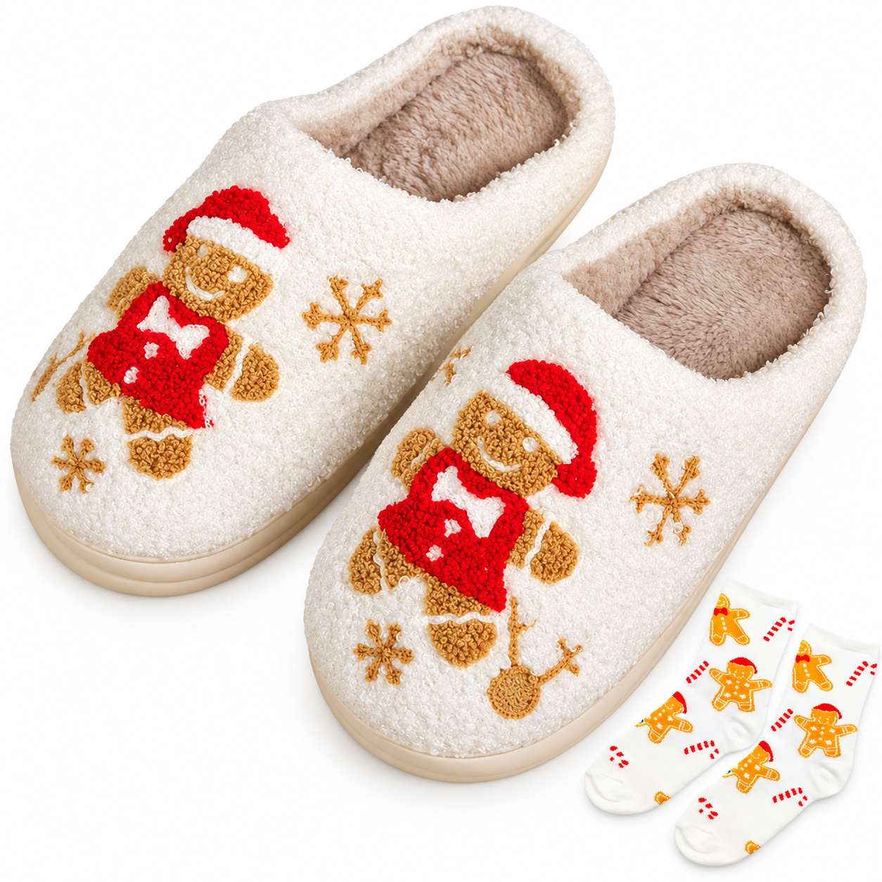 Christmas Plush House Indoor Outdoor Slippers for Women and Men