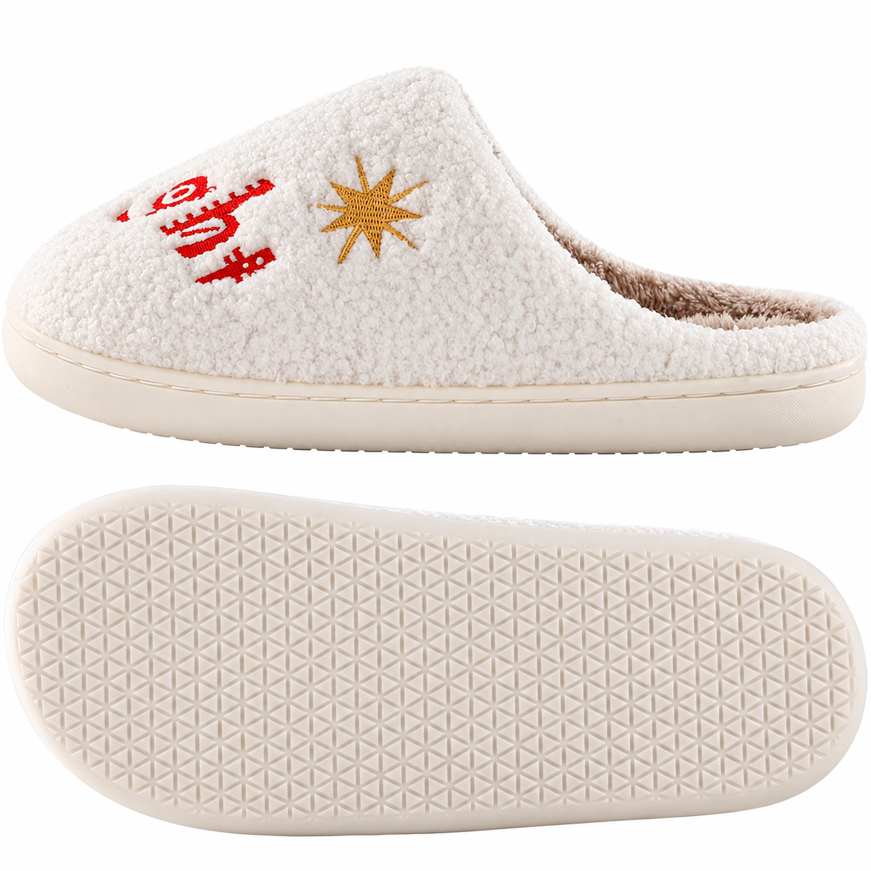 Christmas Fuzzy Memory Foam House Slippers for Women and Men