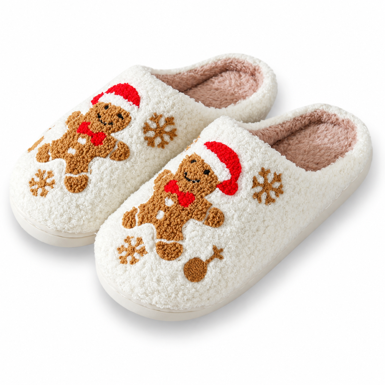 Christmas Fuzzy Warm Slip On House Slippers for Women and Men