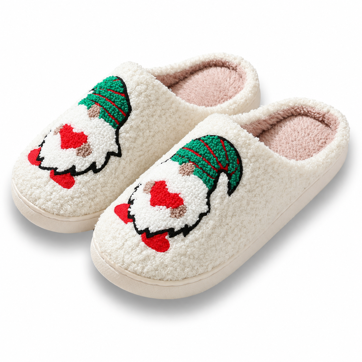 Christmas Fuzzy Warm Slip On House Slippers for Women and Men