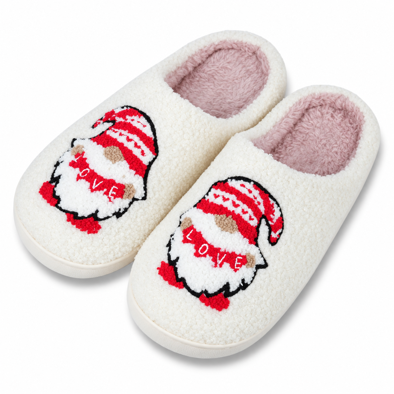 Christmas Fuzzy Warm Slip On House Slippers for Women and Men