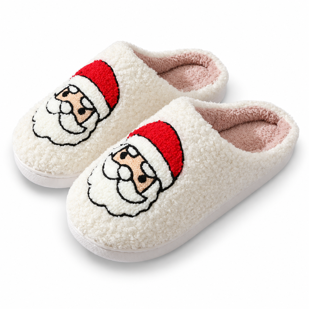 Christmas Fuzzy Warm Slip On House Slippers for Women and Men