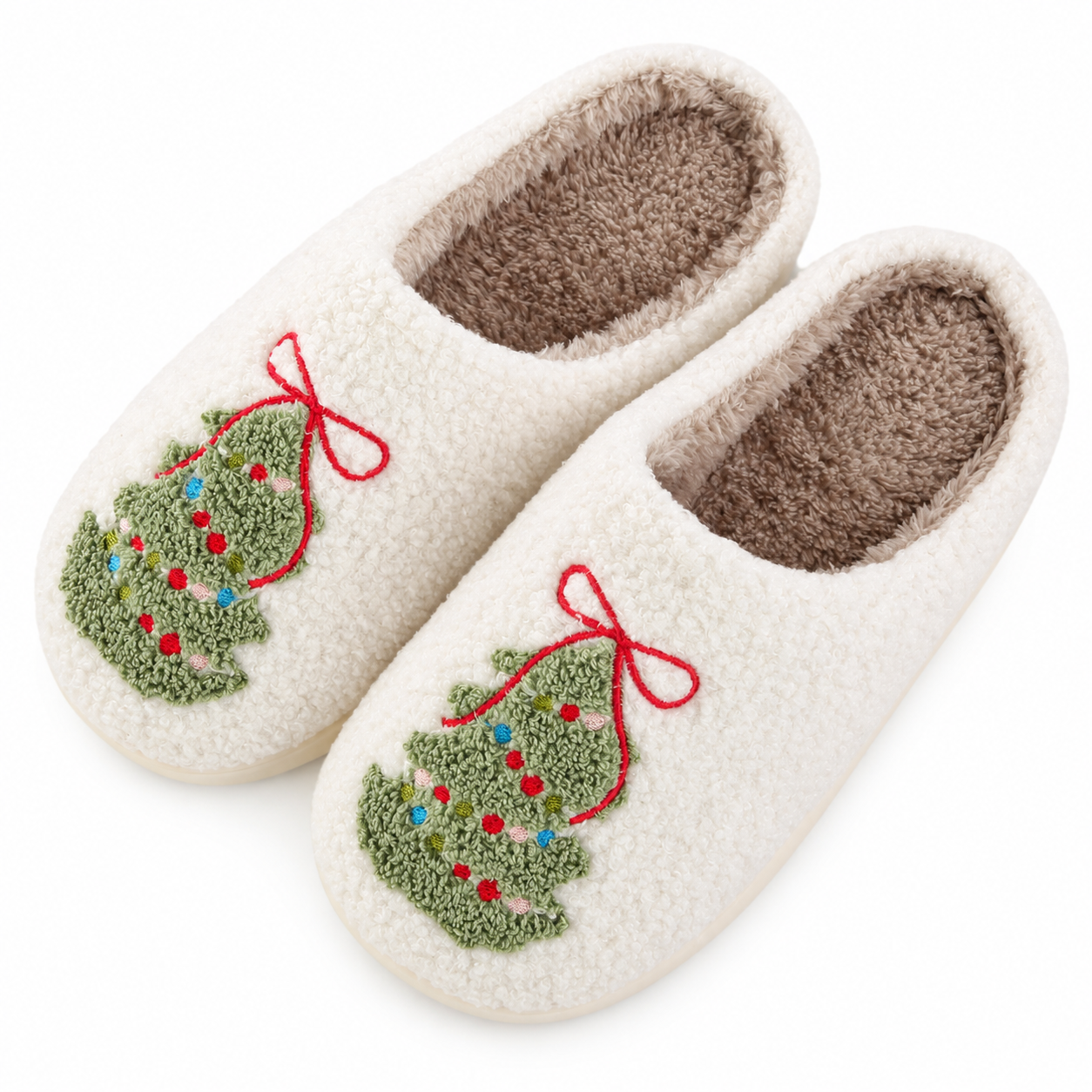 Christmas Memory Foam Plush Lined Winter Slippers for Women and Men