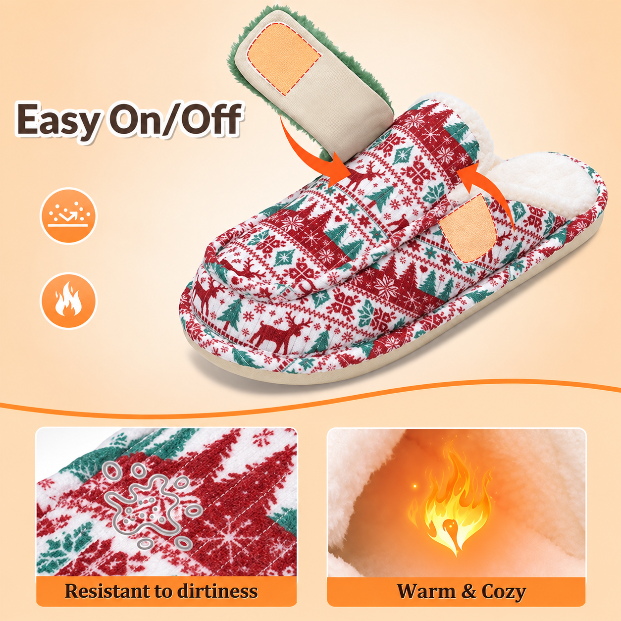 Christmas Soft Warm Memory Foam House Slippers For Women And Men