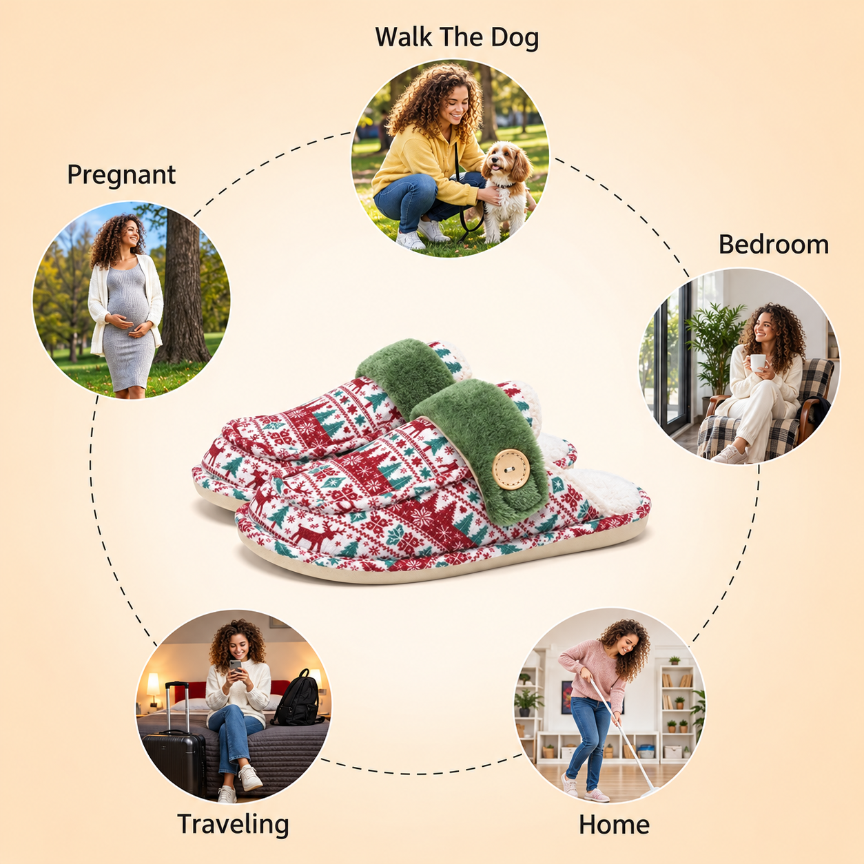 Christmas Soft Warm Memory Foam House Slippers For Women And Men