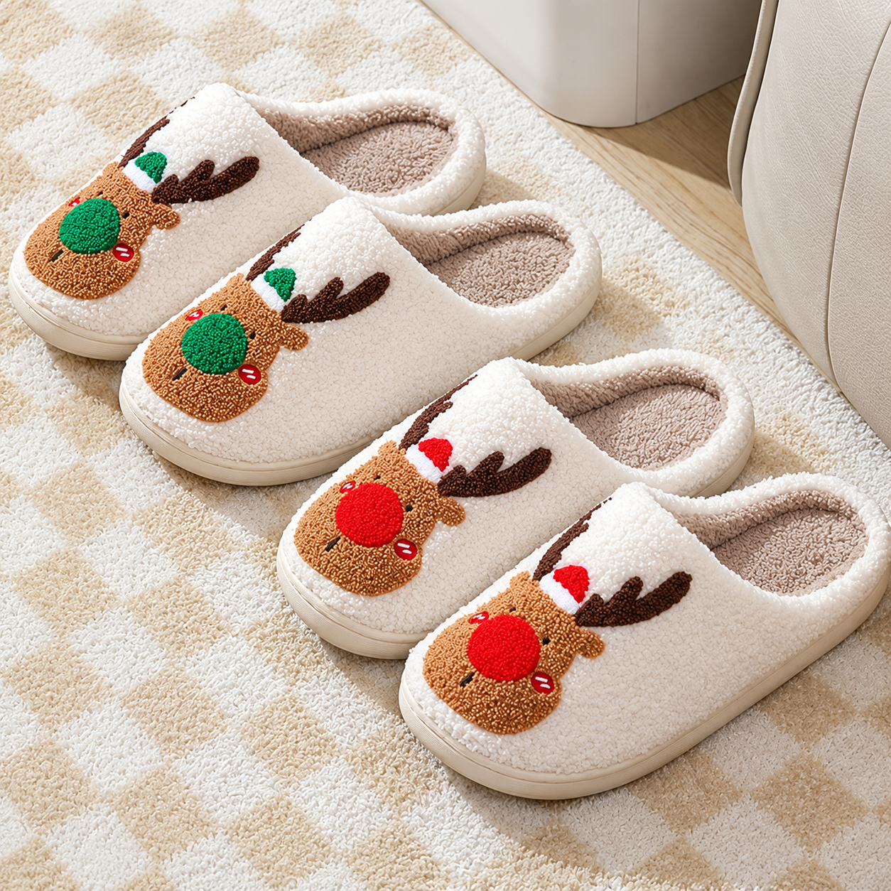 Christmas Themed Warm Indoor Slippers For Women And Men