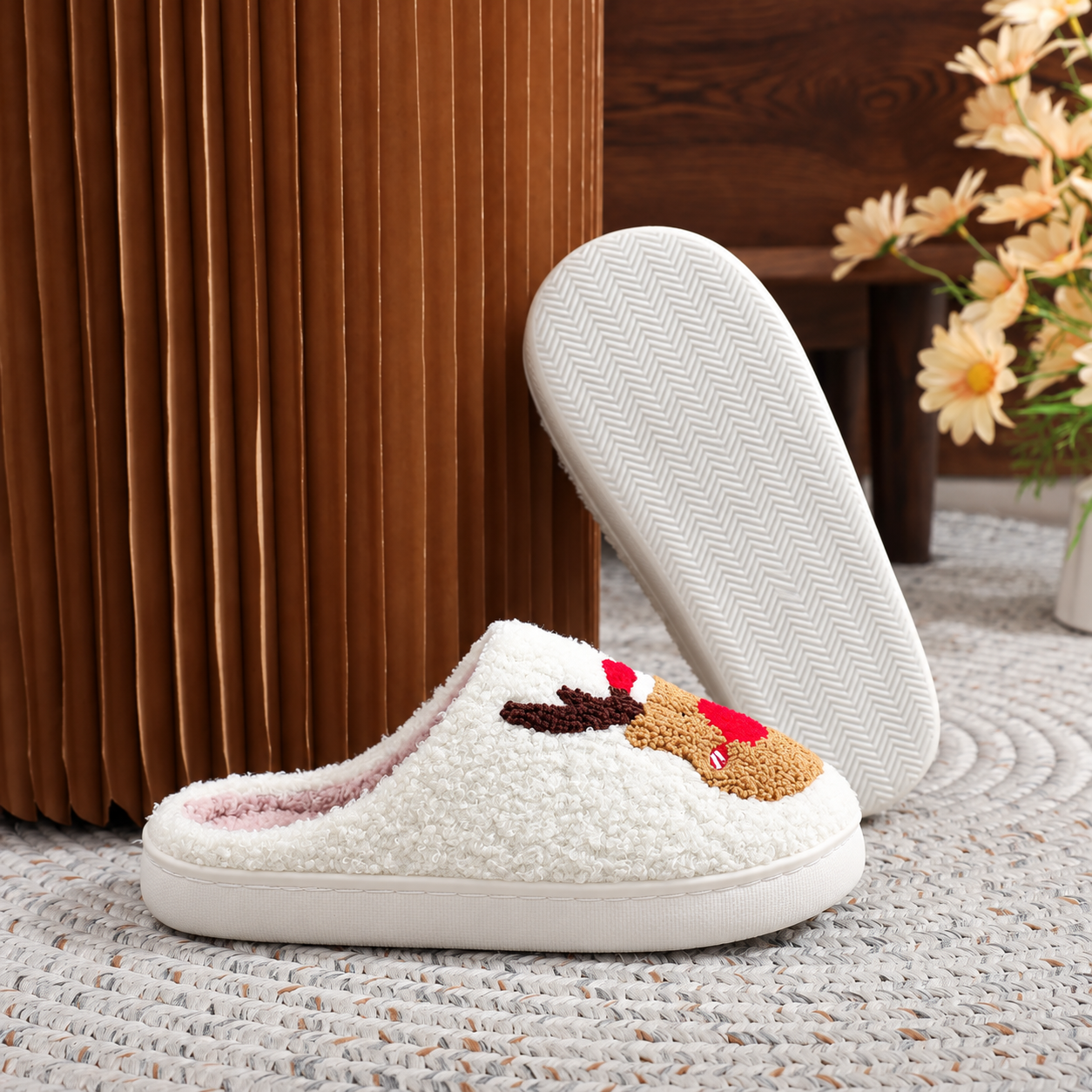 Christmas Themed Warm Winter Fuzzy Indoor Shoes For Men And Women