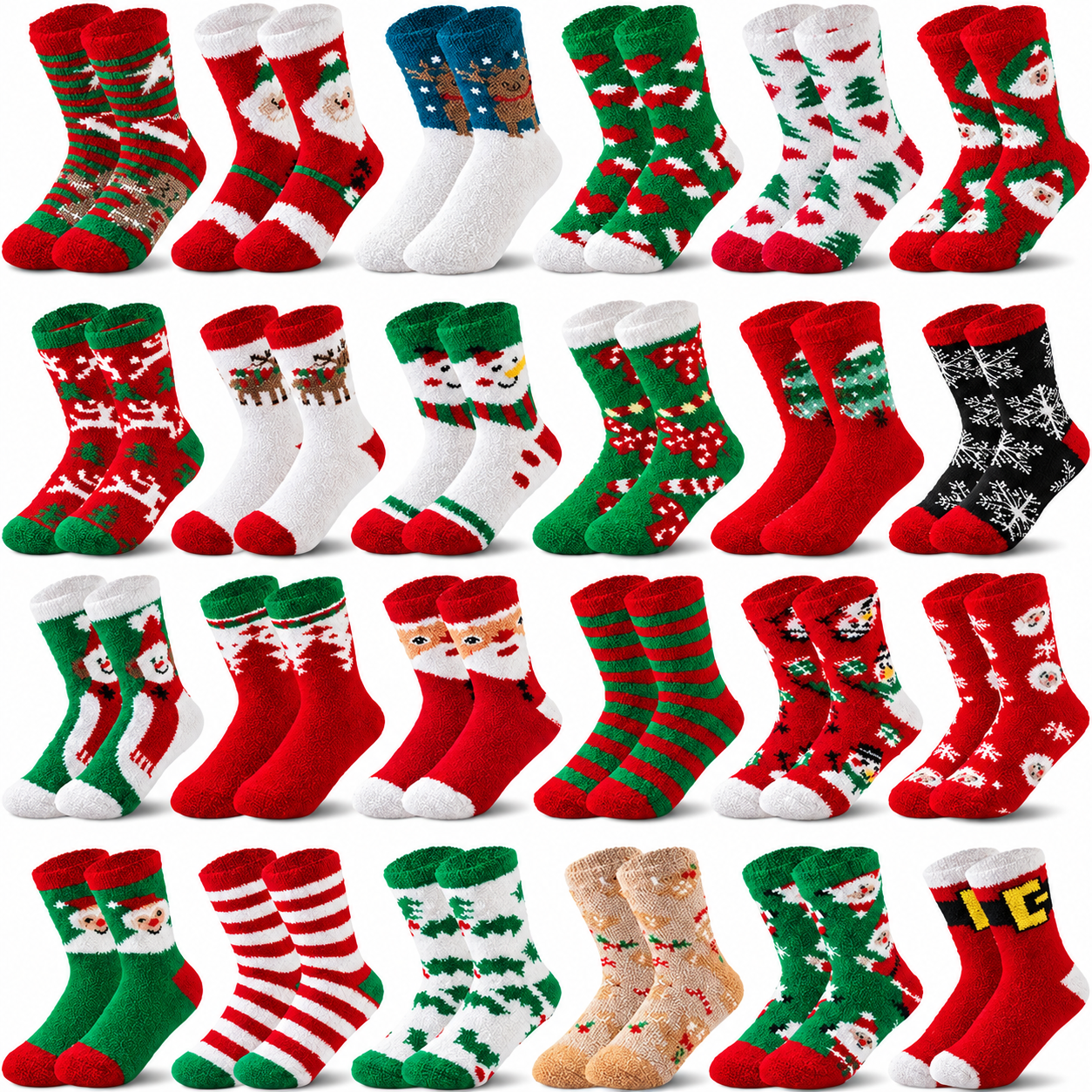 24 Pairs Cozy Christmas Socks Gift Set For Women