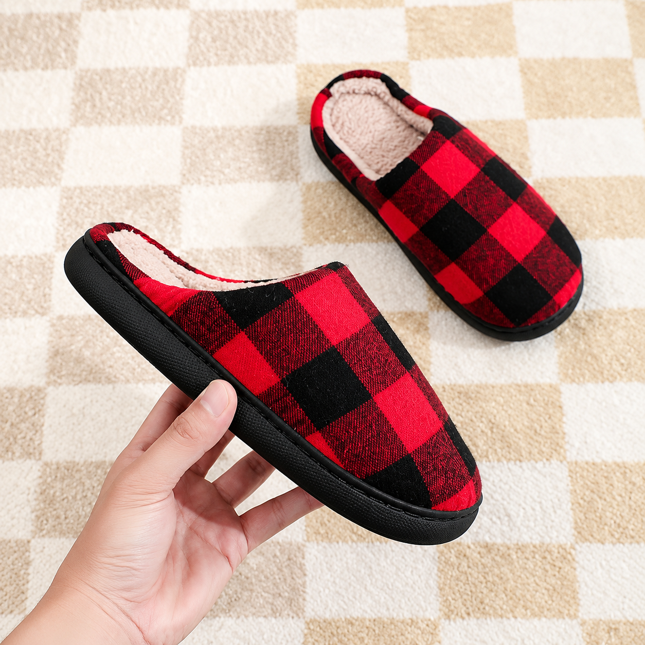 Christmas Themed Fluffy Plush Cozy Indoor Slippers For Men And Women
