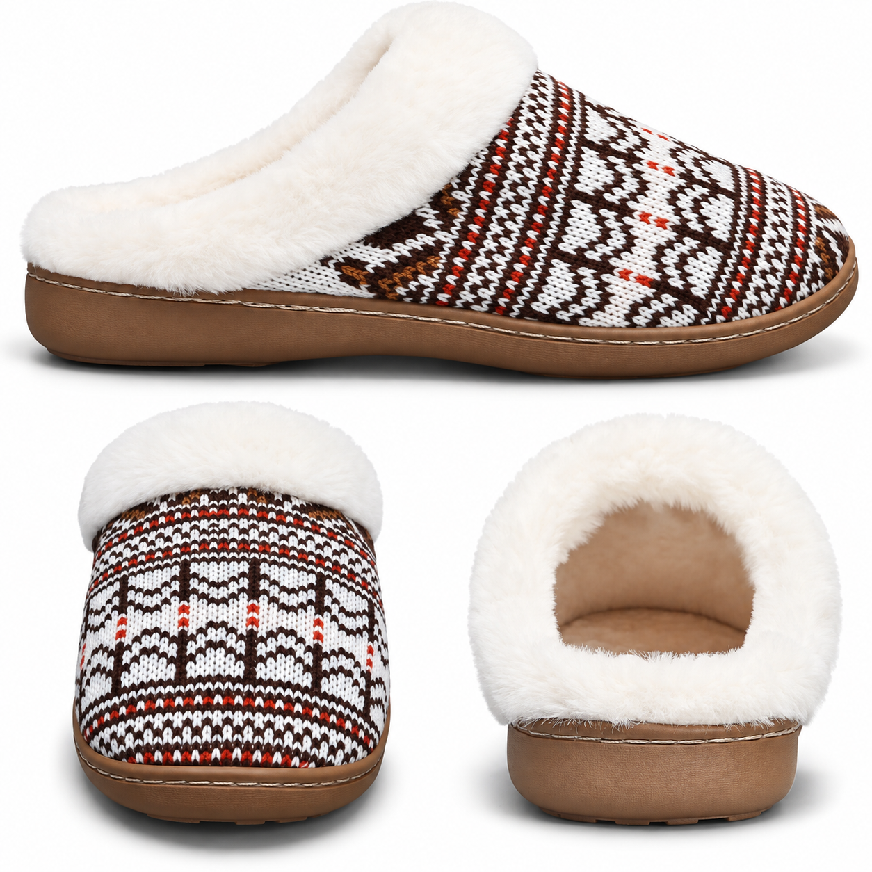 Christmas Memory Foam Plush House Slippers Indoor Outdoor for Women