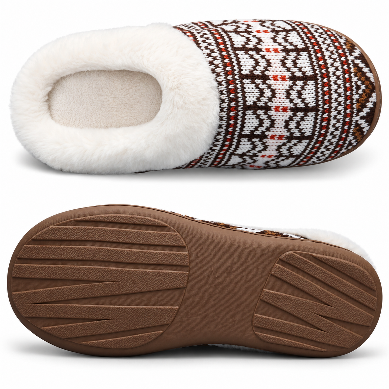Christmas Memory Foam Plush House Slippers Indoor Outdoor for Women