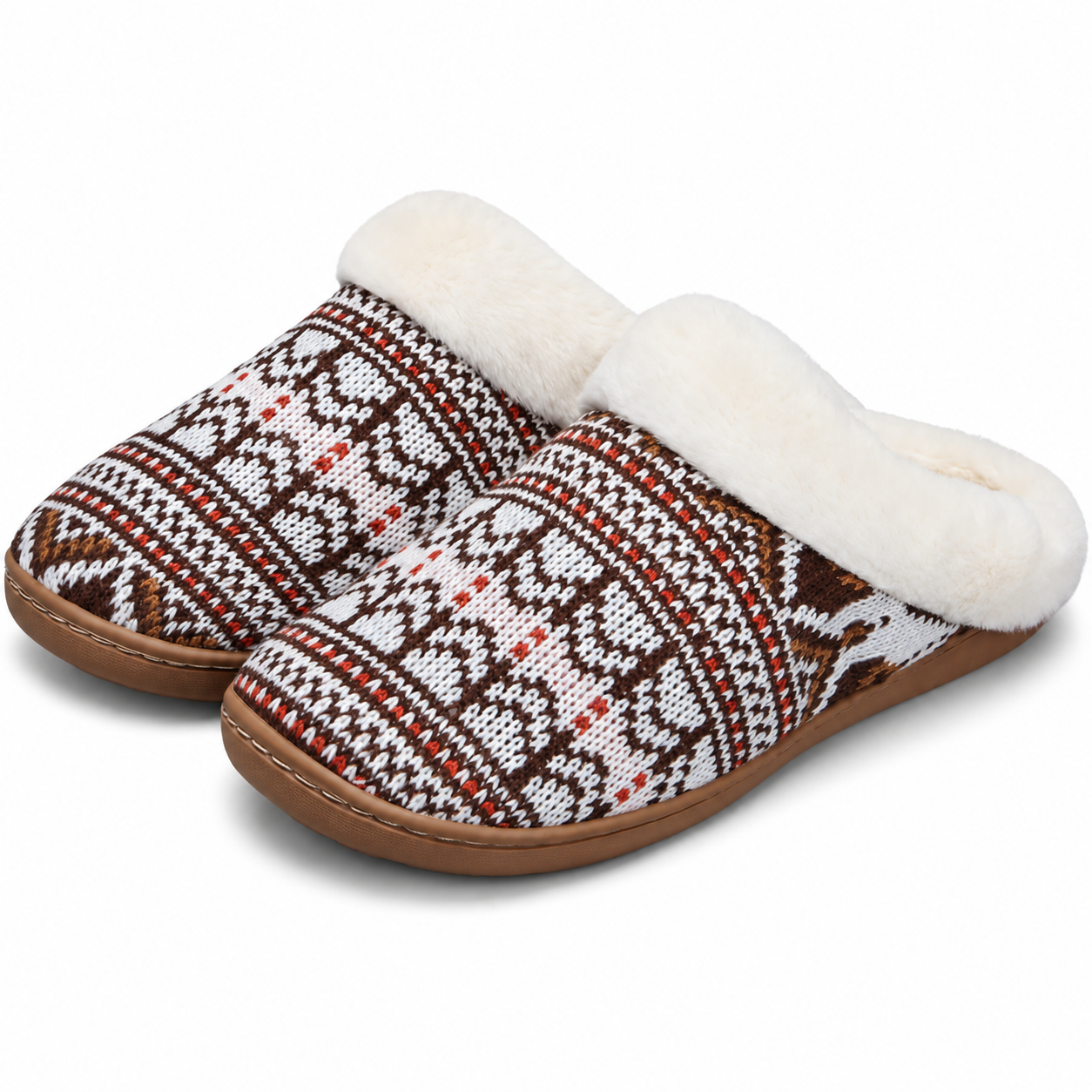 Christmas Memory Foam Plush House Slippers Indoor Outdoor for Women