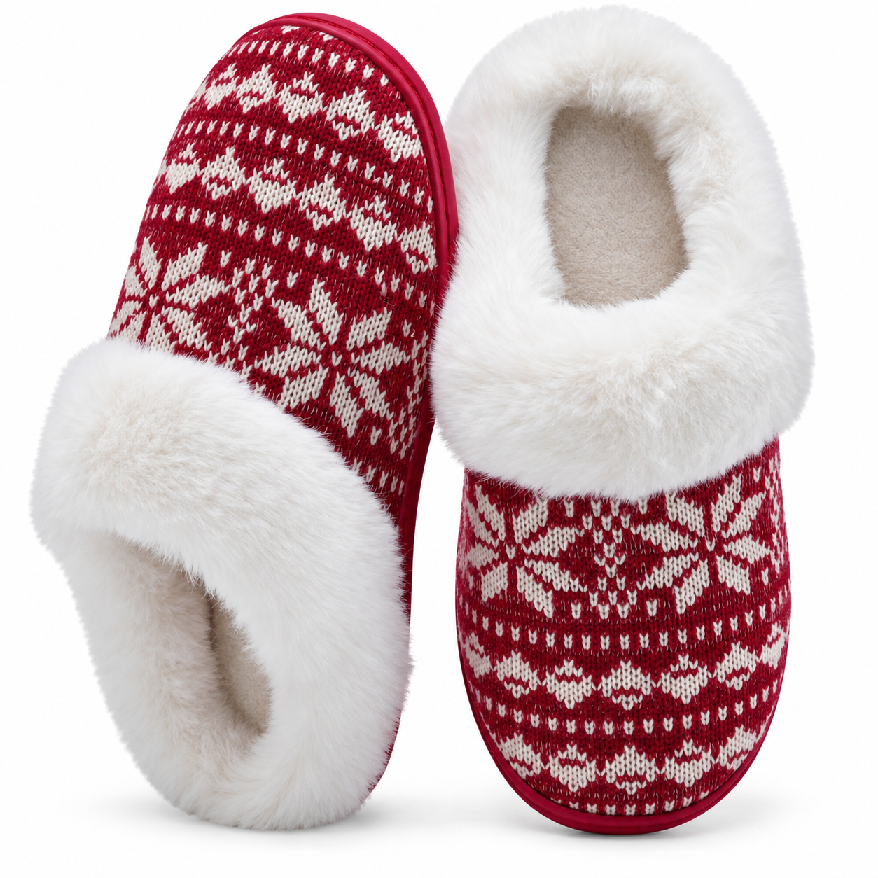Christmas Memory Foam Plush House Slippers Indoor Outdoor for Women