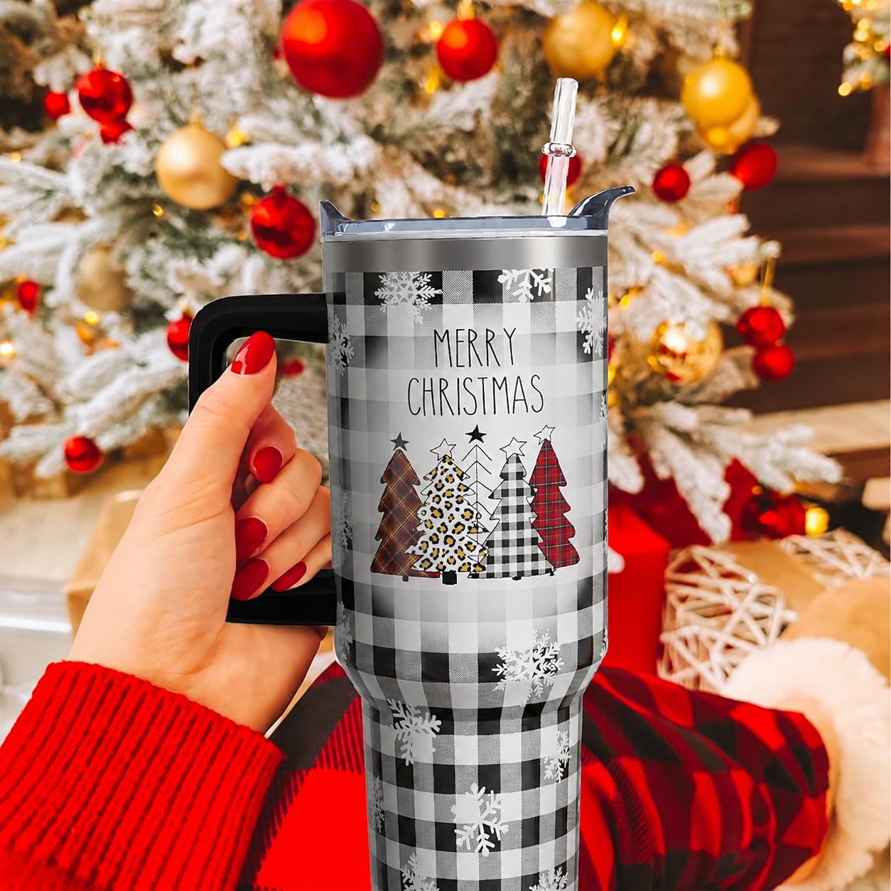 40 oz Christmas Themed Vacuum Insulated Travel Tumbler
