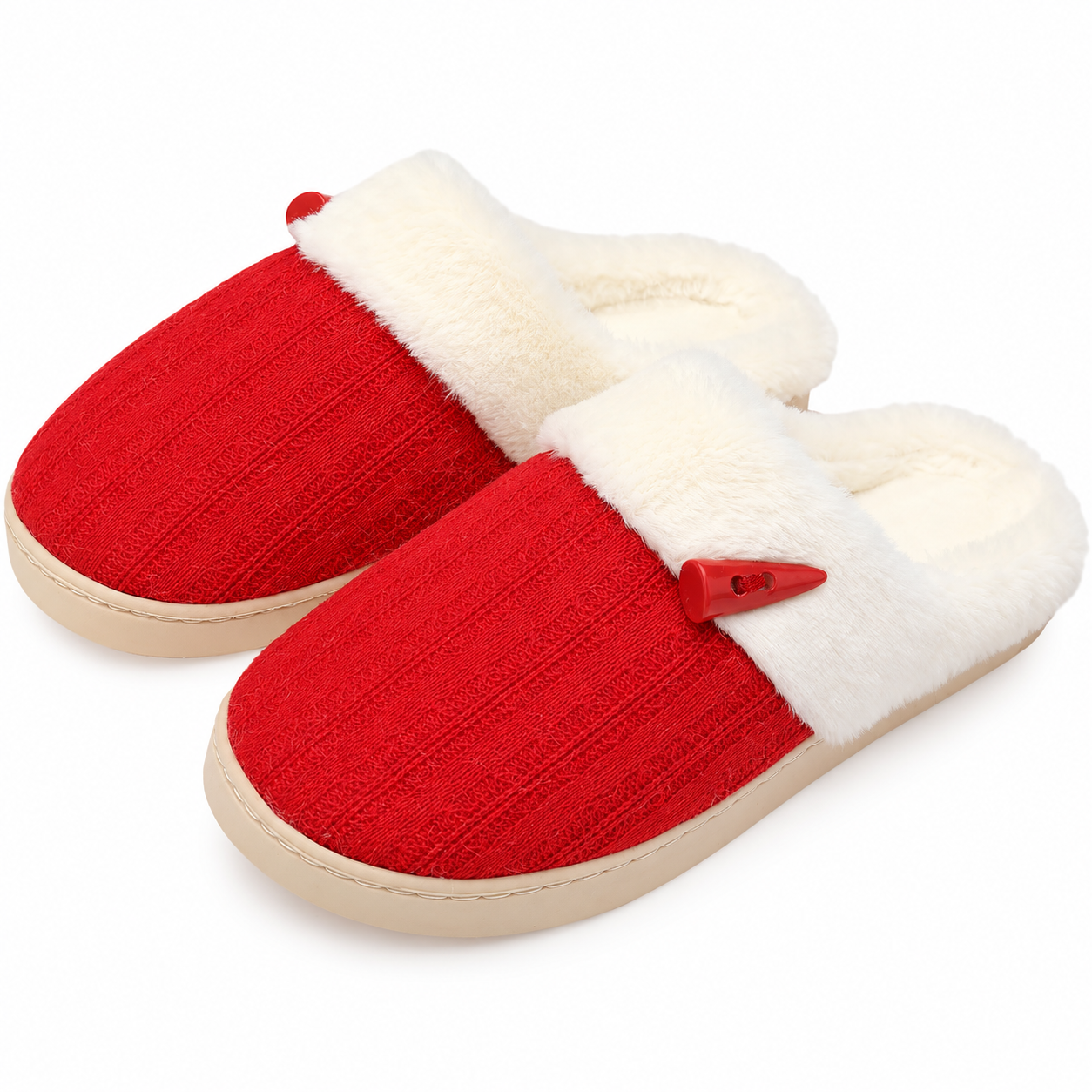Christmas Fuzzy Plush Non Slip Indoor Slippers For Women