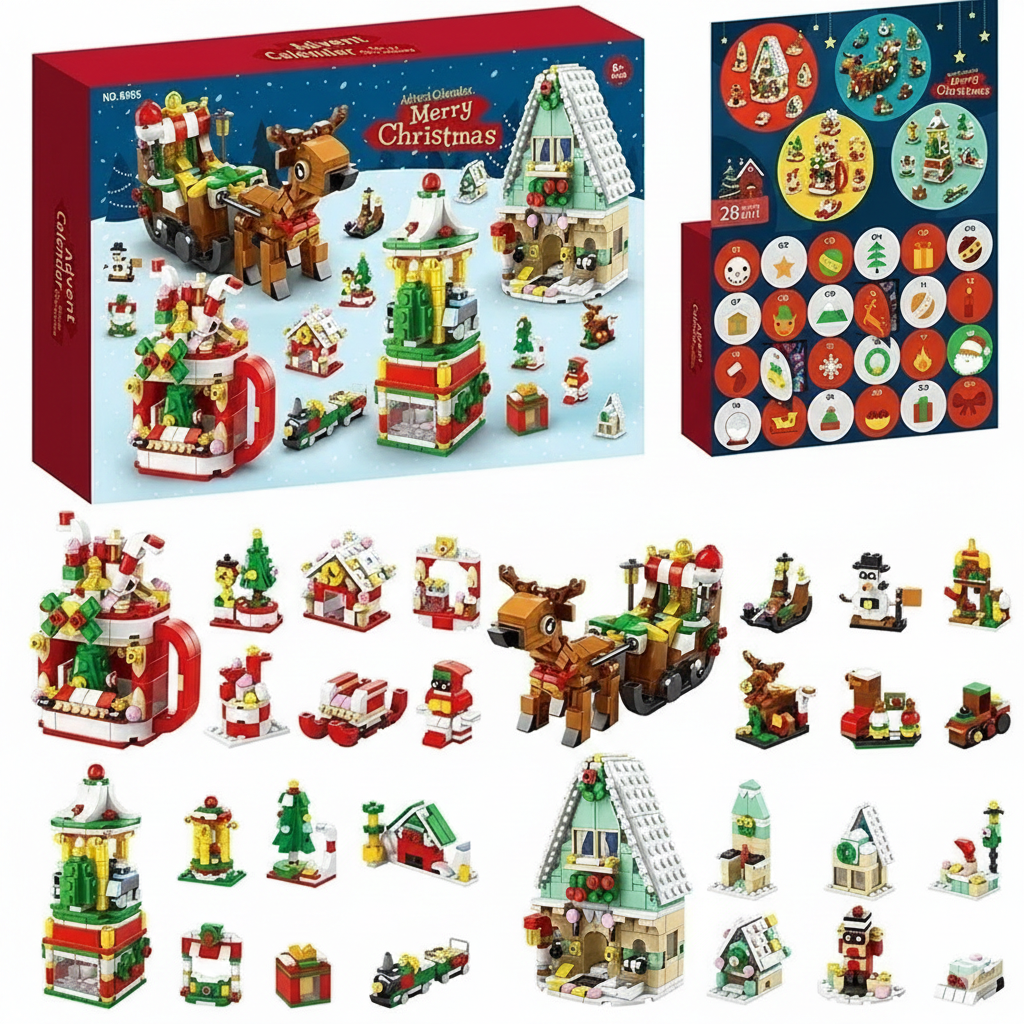 Christmas Gift Box With 24 Day Building Toy Surprises And DIY Nativity Theme