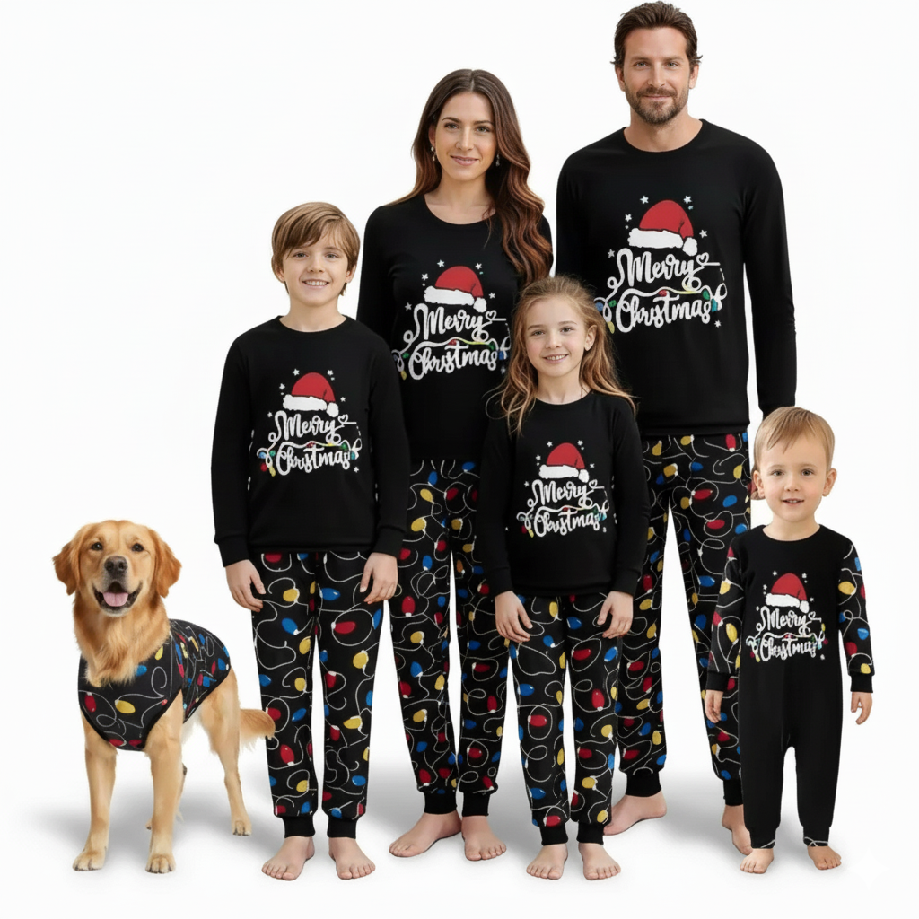 Christmas Lights All Over Print Family Matching Pajama Set