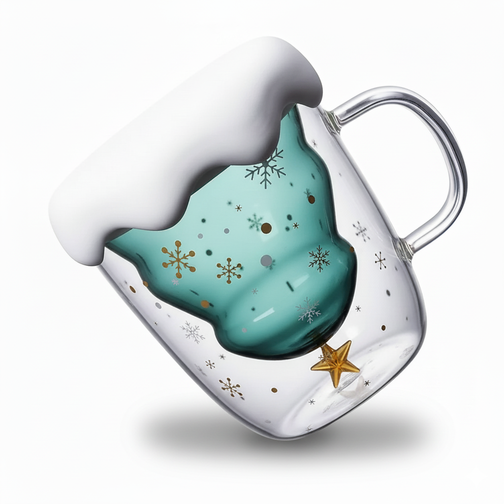 Christmas Snowflake Design Coffee Mug With Lid