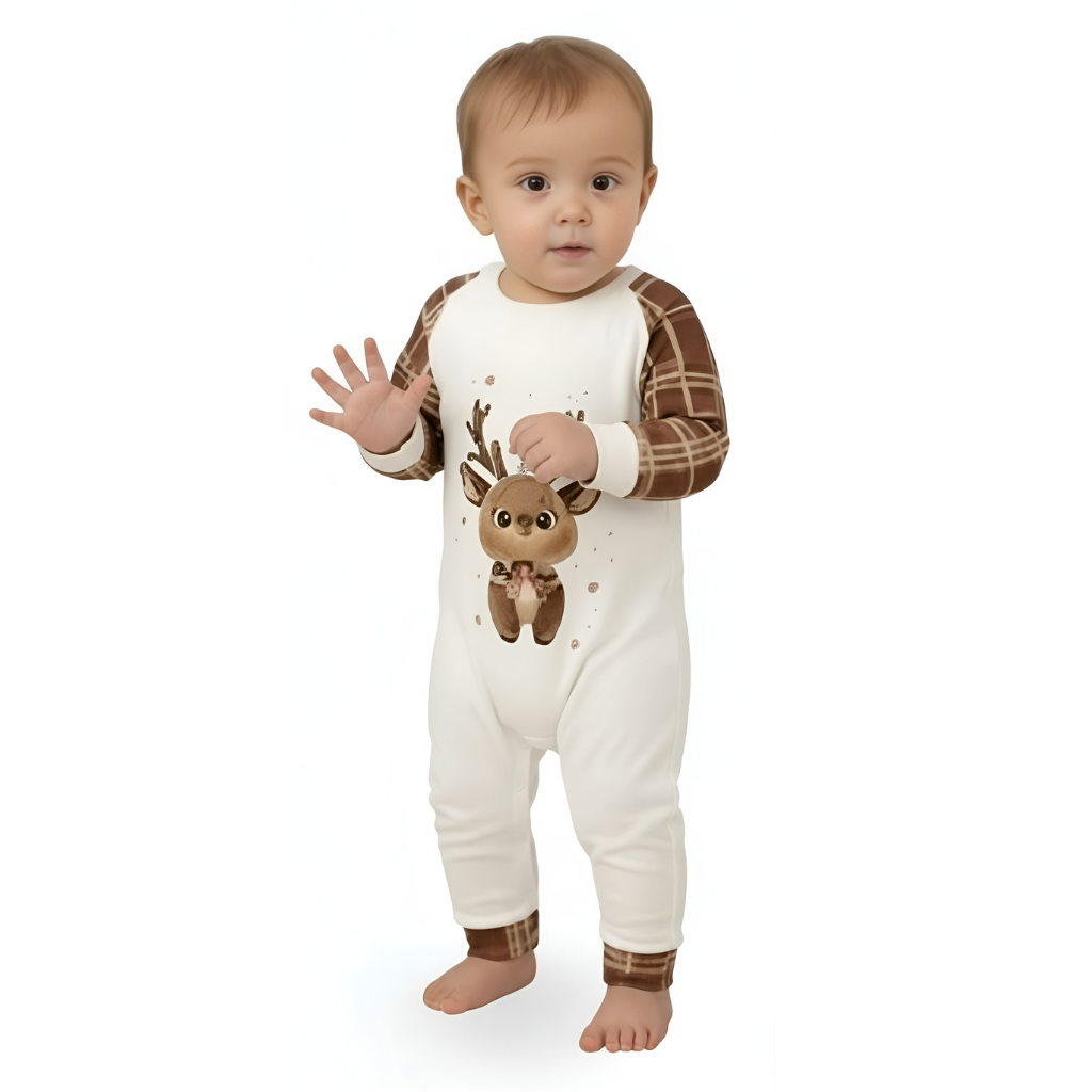 Reindeer Plaid Family Christmas Matching Pajamas Set