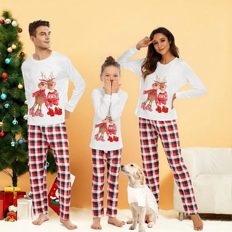 Couple Deer Christmas Family Matching Pajamas - Amzemart