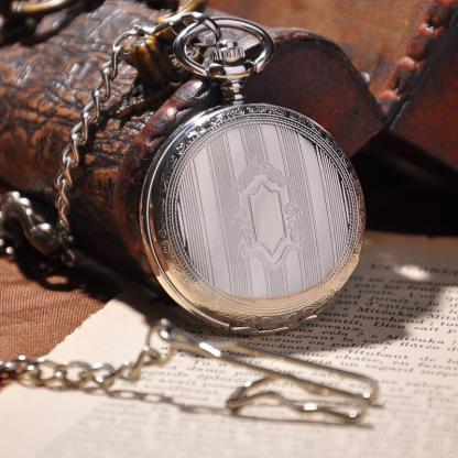 Silver Shield Full Hunter Pocket Watch - Ashley Jewels - 1
